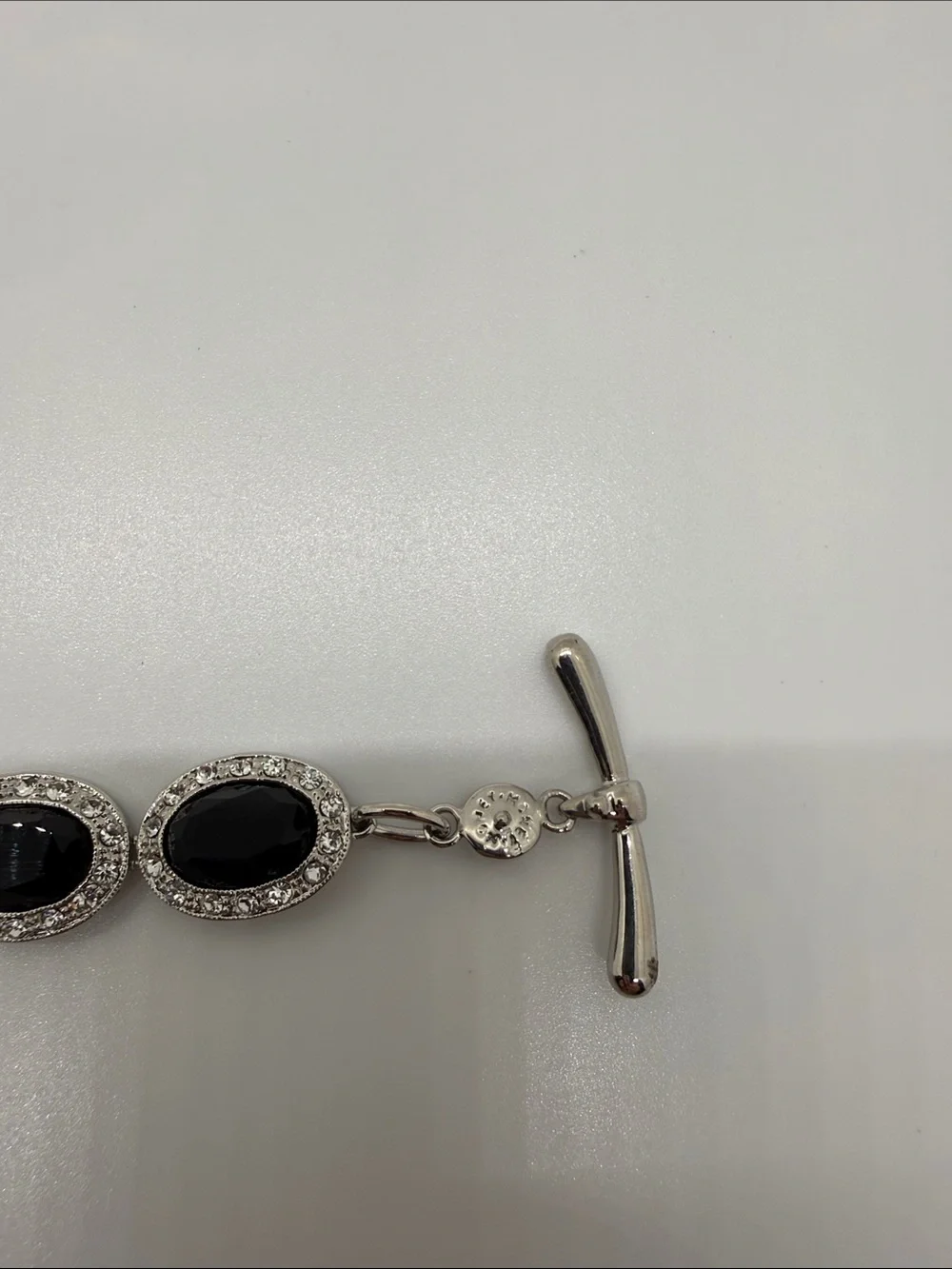 Black Oval Crystal Station Bracelet